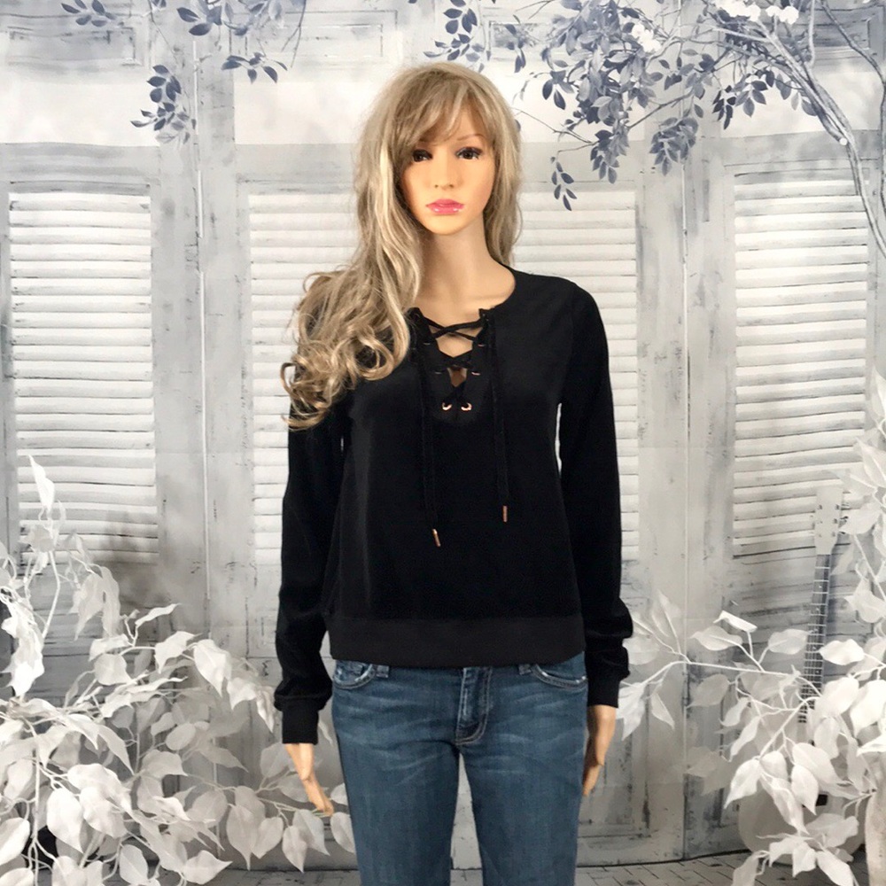 NWT!! Betsey Johnson Velvet Lace Up Top